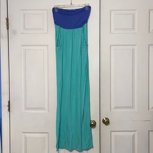 Purple and green maxi dress